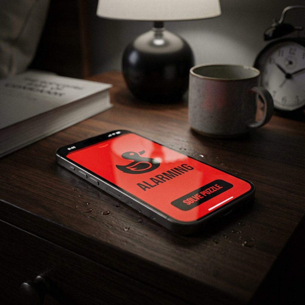 Loud Alarm Clock iPhone App Interface displaying red alert screen